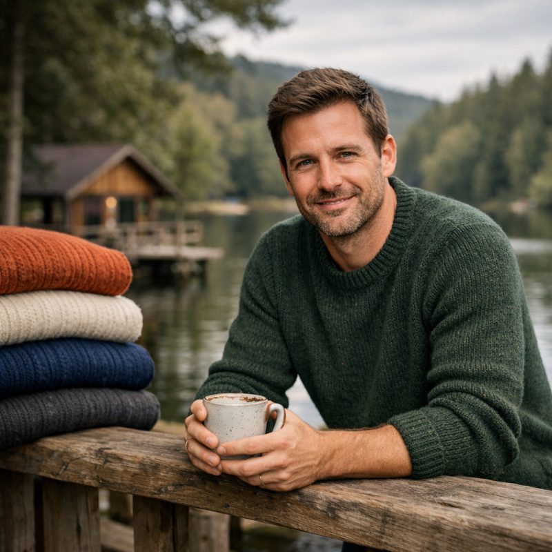 Stilfuld strikket herresweater til efteråret fra Nord Trading