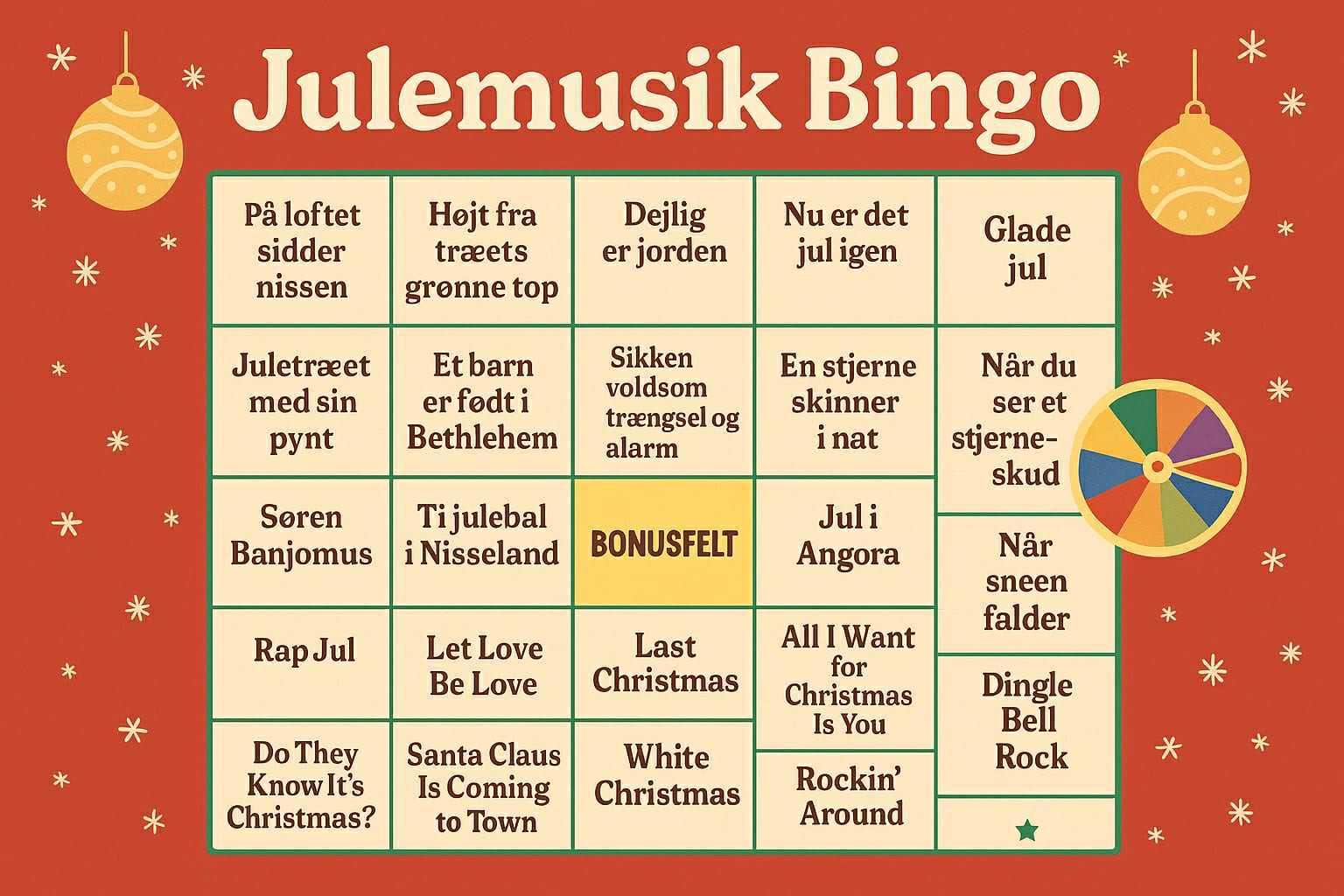 Musikbingo og kæmpe tartelet
