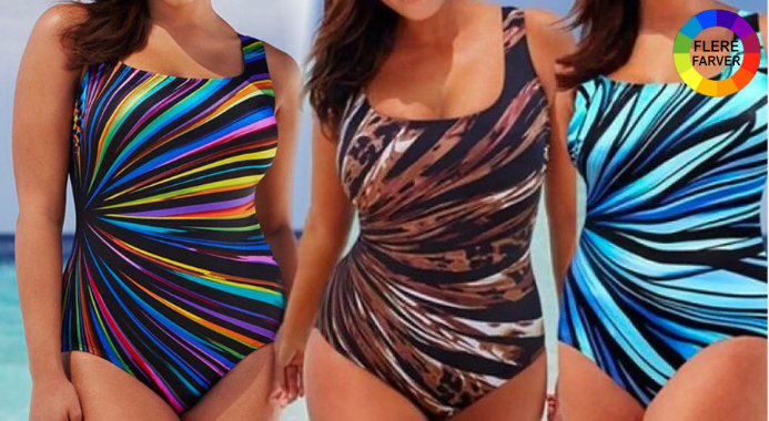 Farverig plus size badedragt til kvinder L-5XL – Shop nu!