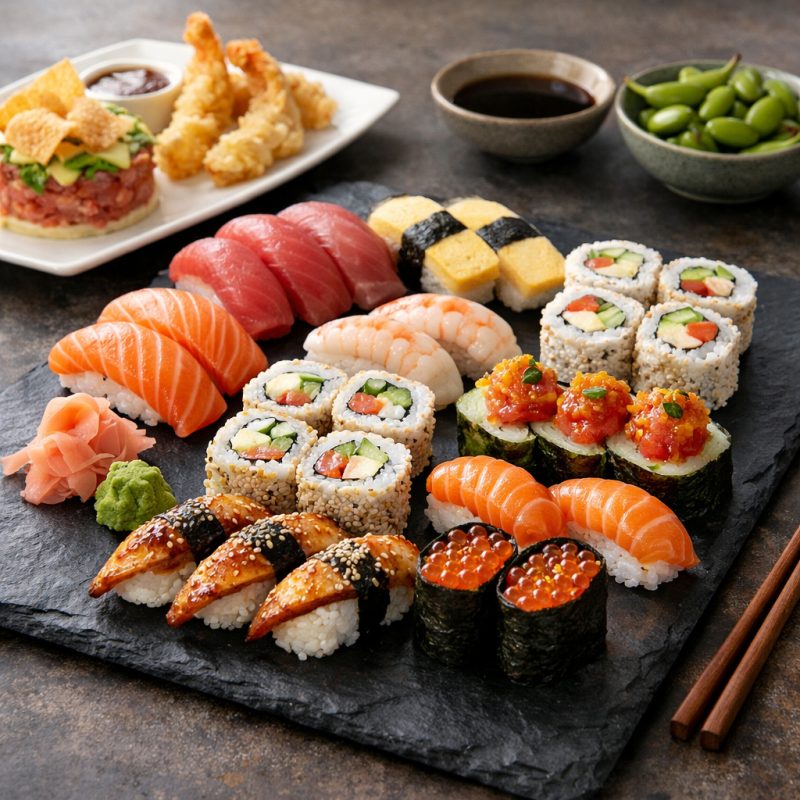 Nyd en lækker og indbydende sushioplevelse med 40 stk luksus sushi inkl. sprøde forretter (3)