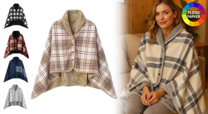 Deal på Pak dig ind i varme og komfort med et ponchotæppe med knapper
