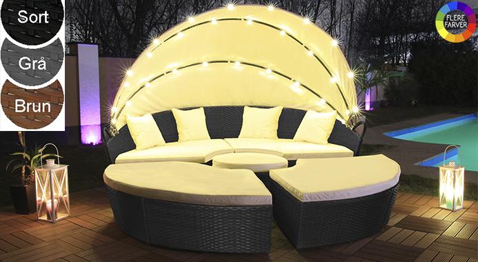 Polyrattan Sol Ø Lounge med LED-belysning - Super hygge til de lune sommeraftener