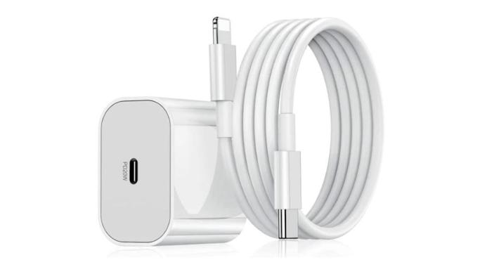 Kompatibel iPhone hurtigoplader USB-C strømadapter 20W + 2m kabel