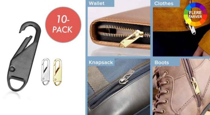 10-Pak praktiske aftagelige lynlåse - Reparer ødelagte lynlåse på alt fra bukser, jakker, tasker, punge eller telte