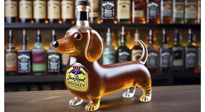 Gravhund-formet whiskykaraffel i fem stilfulde modeller