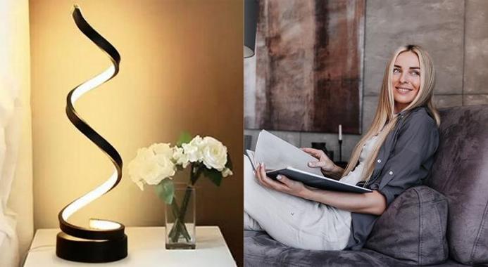 Skab en stemningsfuld og moderne atmosfære i dit hjem med denne nordisk-designede dæmpbare spiral LED-bordlampe.