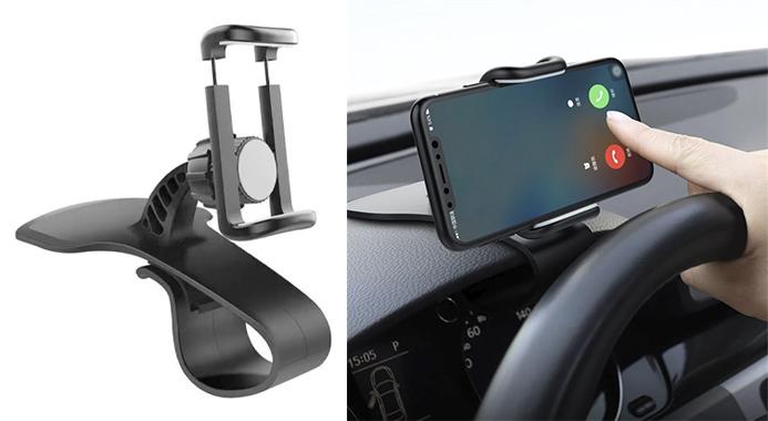 Deal på Universal 360° roterende biltelefonholder | Sikker montering på instrumentbræt til smartphones