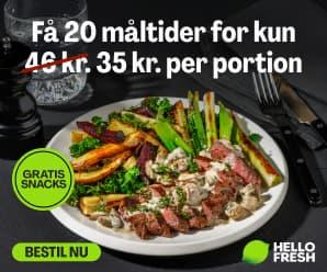 FÅ 20 MÅLTIDER FOR 35 KR. PER PORTION + Gratis snacks i 2 måneder (SIDSTE CHANCE)