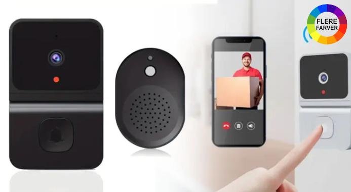 Trådløs WiFi-dørklokke med videokamera, natvision, Ultra HD, vidvinkel og lydfunktion