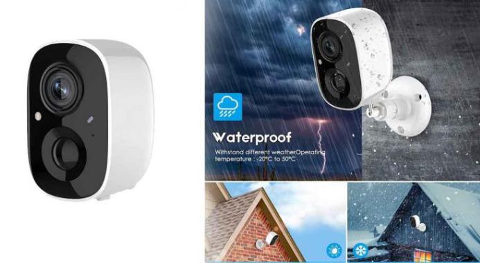 Deal på Trådløst WiFi-overvågningskamera med genopladeligt batteri og avanceret farvenatvision for sikker overvågning dag og nat