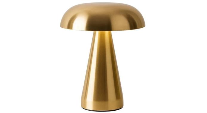 Trådløs opladelig led bordlampe I metal - svamp guld