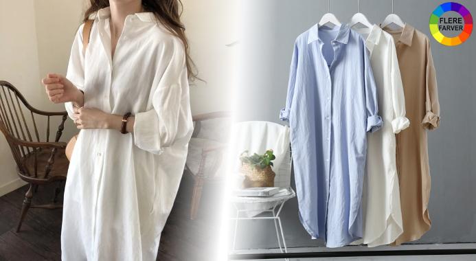 Elegant langærmet skjortekjole til kvinder - i afslappende og stilfuldt design