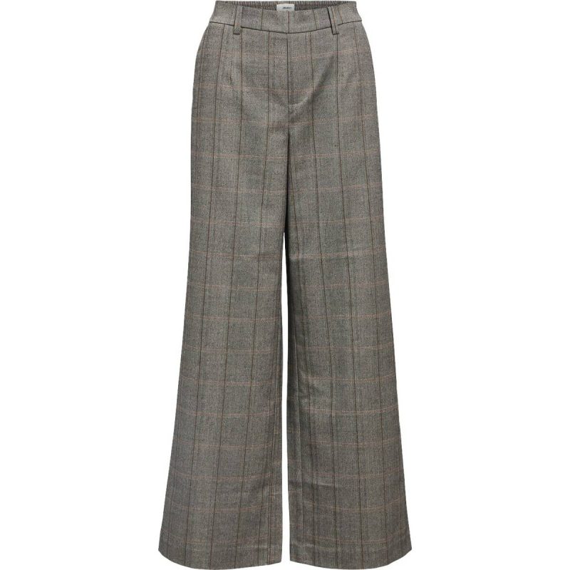 Object Wide Pant AOP Noos Bukser - Black Humus Tannin