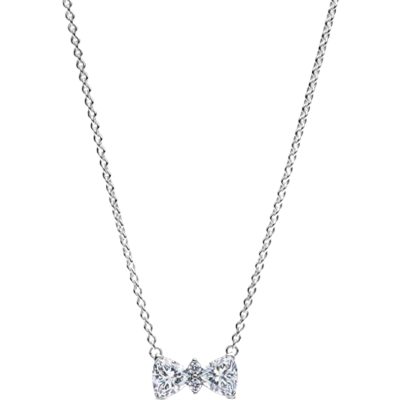 Pandora Sparkling Bow Necklace - Silver/Transparent