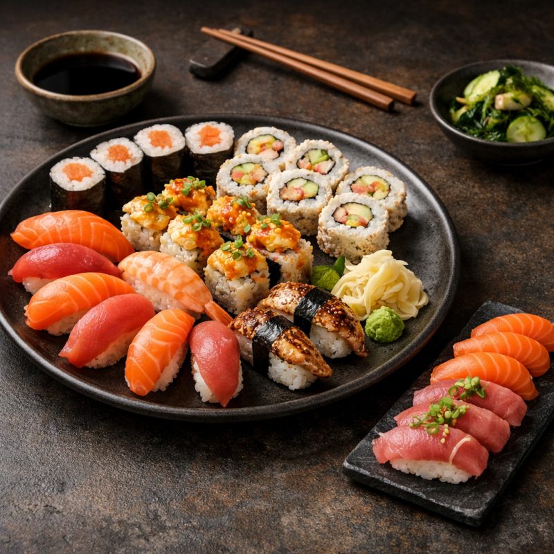 Hent en menu med 32 eller 47 stykker sushi