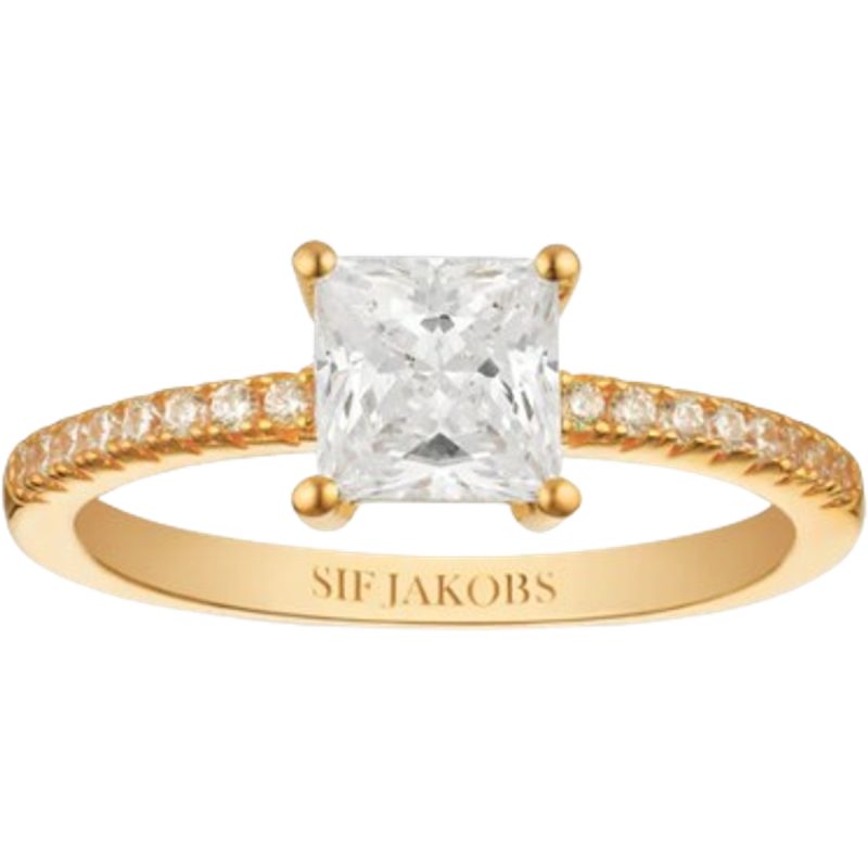 Sif Jakobs Ellera Quadrato Ring - Gold/Transparent