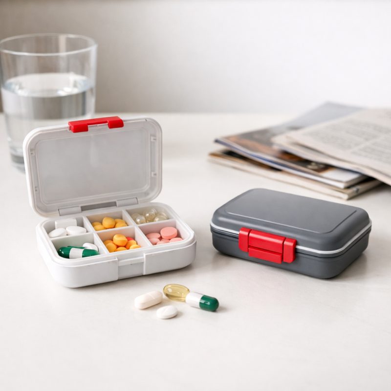 Bærbar pilleæske til rejser - Organiser din medicin smart!