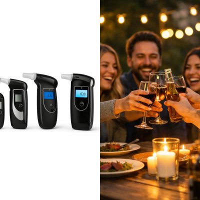 Alkoholmåler med digital LCD-skærm, der hurtigt og nemt måler blodalkoholkoncentrationen (BAC)
