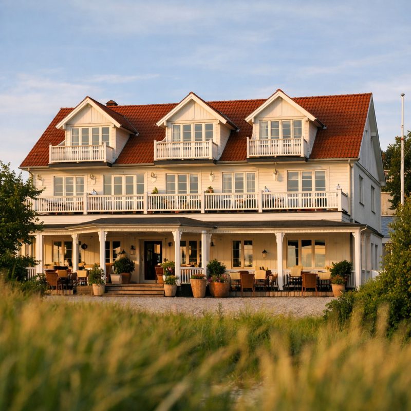 Overnatning og gastronomi på Aarøsund Badehotel nær færgen