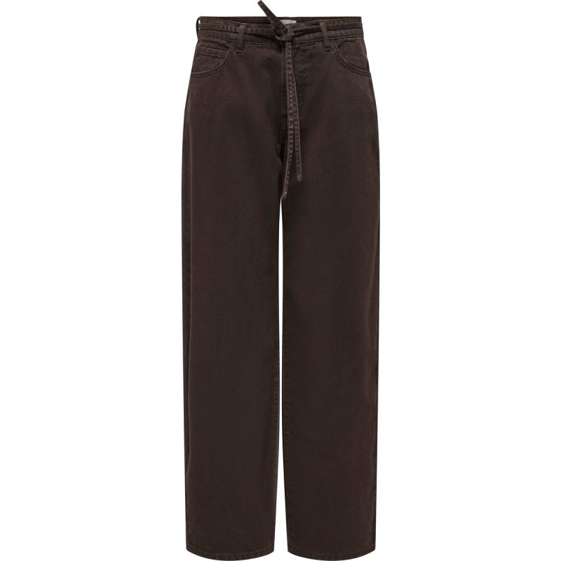 Only Mellemhøj Talje Balloon Fit Jeans - Mørkebrun