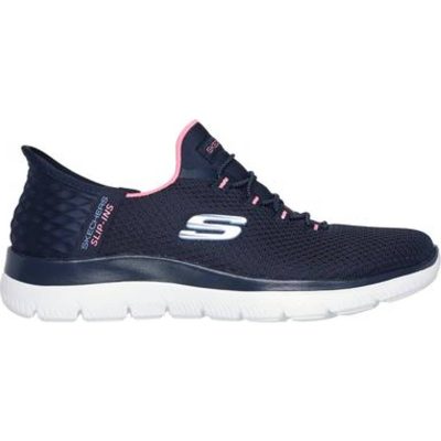 Skechers Wide Fit Slip-Ins Summits Diamond Dream Trainers - Navy/Pink