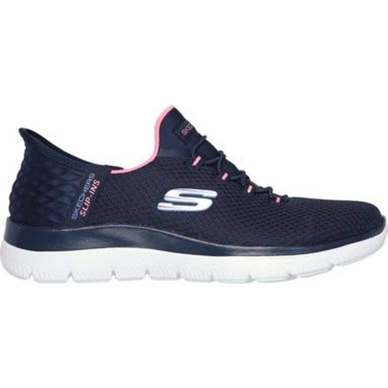 Skechers Wide Fit Slip-Ins Summits Diamond Dream Trainers - Navy/Pink