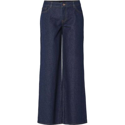 Pieces Pcselma LW Wide Jeans - Dark Blue Denim