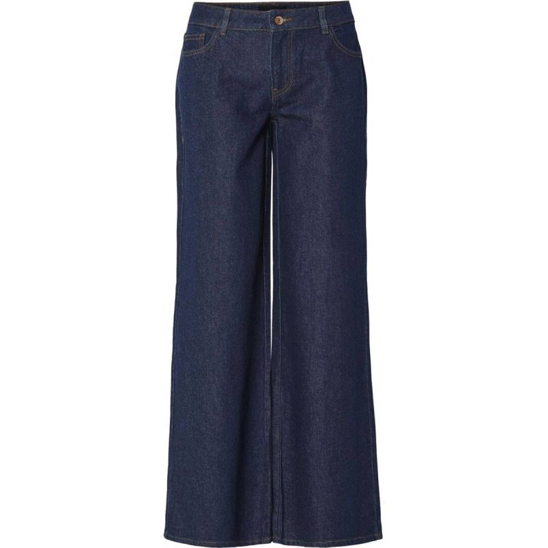 Pieces Pcselma LW Wide Jeans - Dark Blue Denim