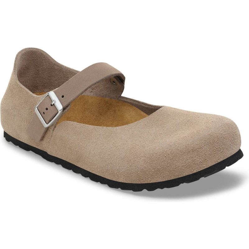 Birkenstock Mantova Gråbrune Mary Jane Sko Ruskind - Neutral