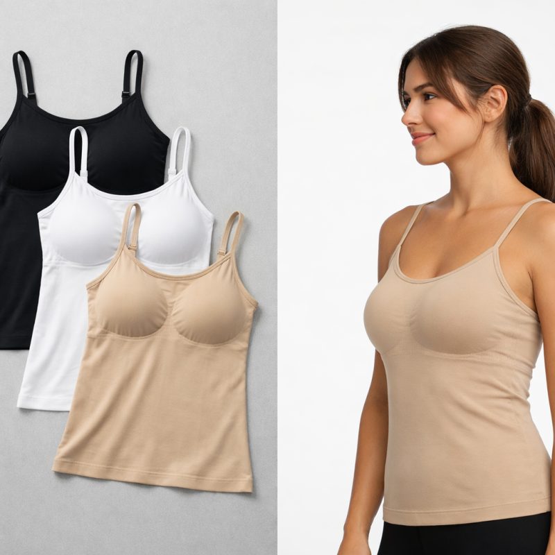 Deal på Sømløs tanktop med indbyggede bh-indlæg - fås i str. M-2XL!