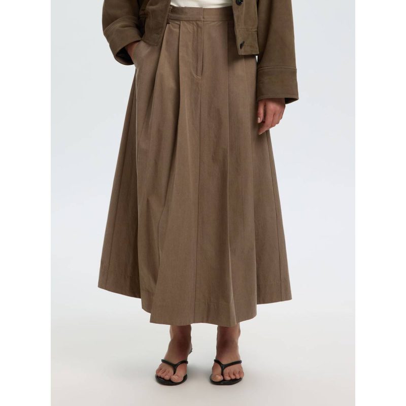 Selected Slwtalia HW Ankle Skirt Kvinde - Chocolate