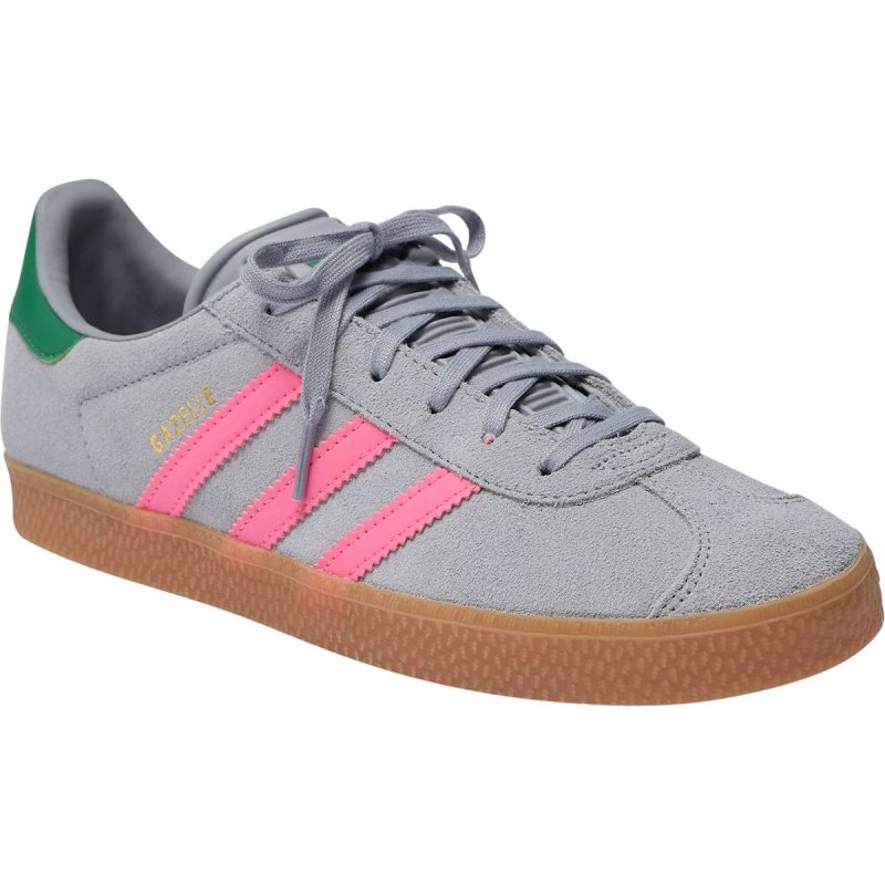 adidas Gazelle J Junior Sneakers - Halo Silver/Lucid Pink/Green