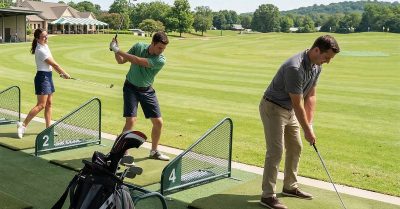 Driving Range Experience with Burger & Drink for 4 at Oakmere Park Golf Club