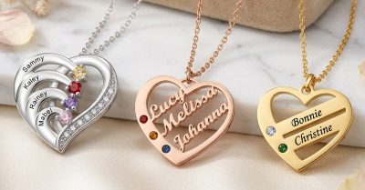 Personalized Family Necklaces in Stainless Steel by Justyling