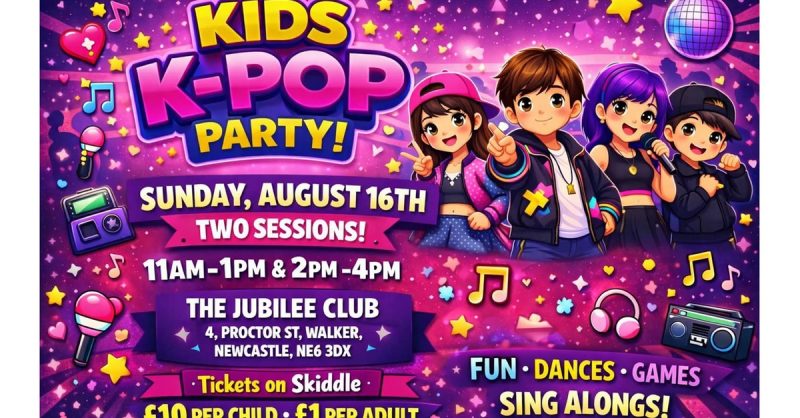Kids K-Pop Party at The Jubilee Club NE6 on August 16th