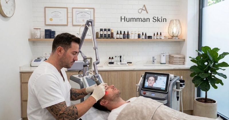 Fractional RF Microneedling Treatment at Humman Skin
