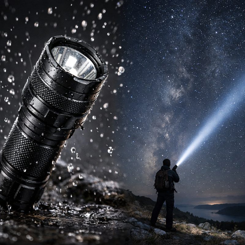 Kraftig LED-lommelygte i robust design - perfekt til udendørs i Danmark