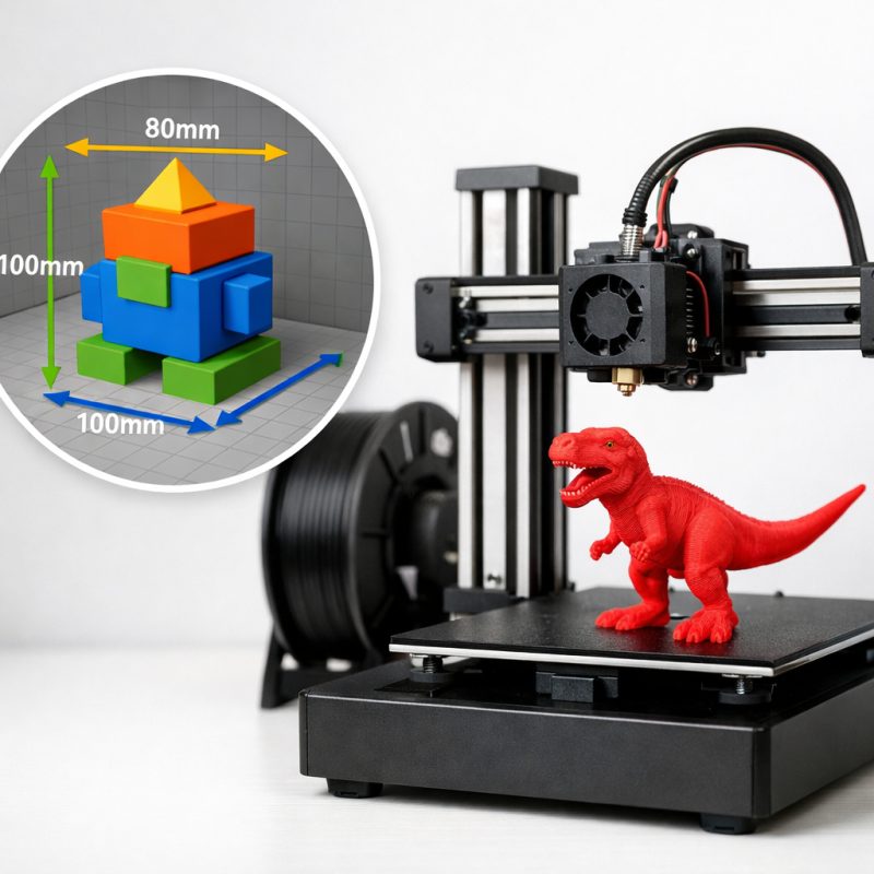 Deal på Begyndervenlig 3D-printer - Nem opsætning, kompatibel med PLA & TPU 1,75 mm filament, inkl. strømadapter