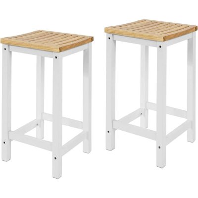 SoBuy Breakfast White/Natural Barstol 61cm 2stk