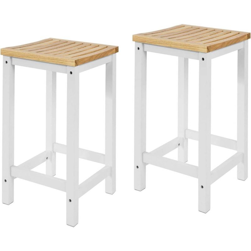 SoBuy Breakfast White/Natural Barstol 61cm 2stk