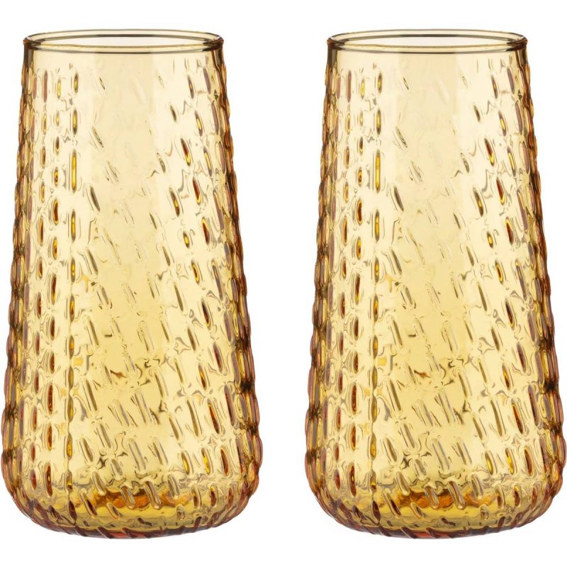 Marimekko Syksy Long Tumbler Glas 2-pk Honey Tumblerglas 2stk