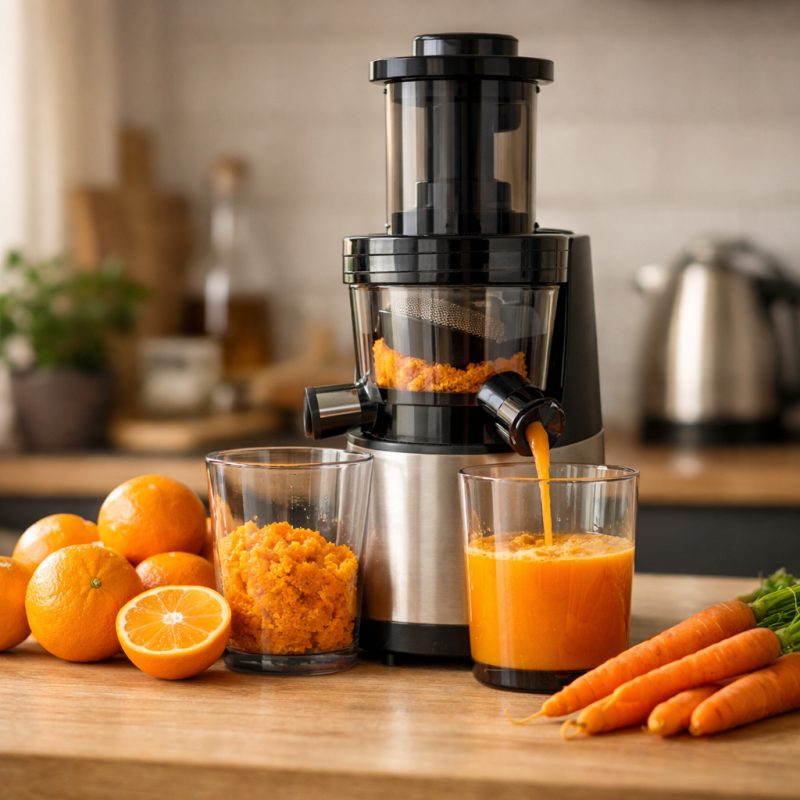 Friskpresset juice med elektrisk slowjuicer