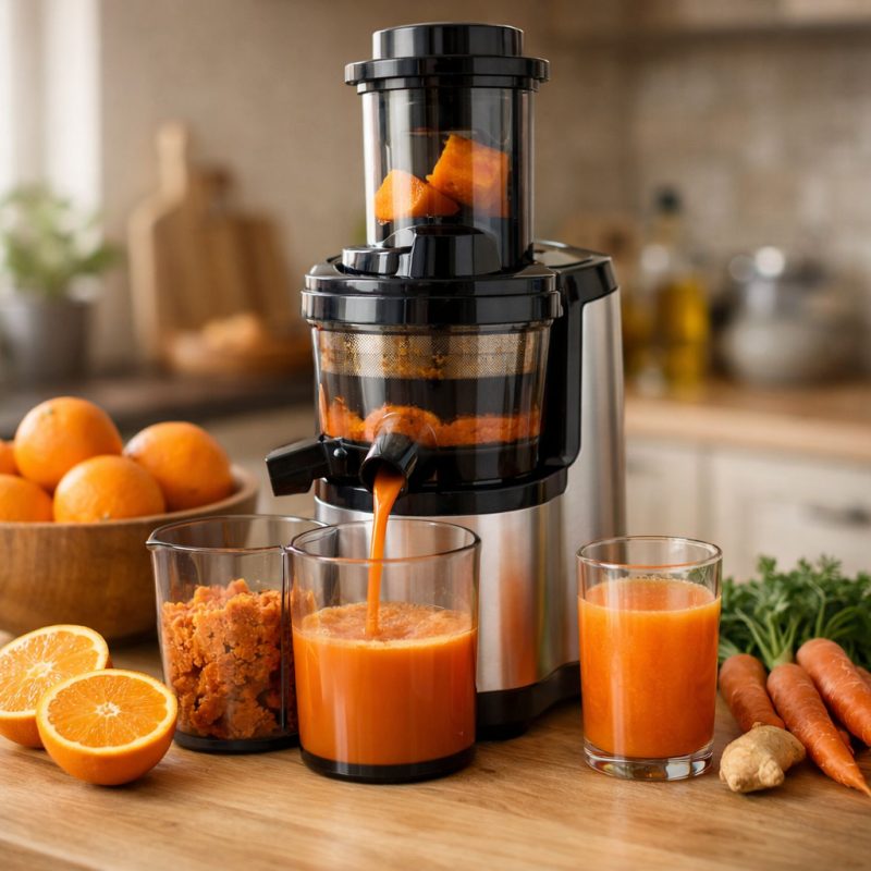 Friskpresset juice med elektrisk slowjuicer - sundhed til hjemmet