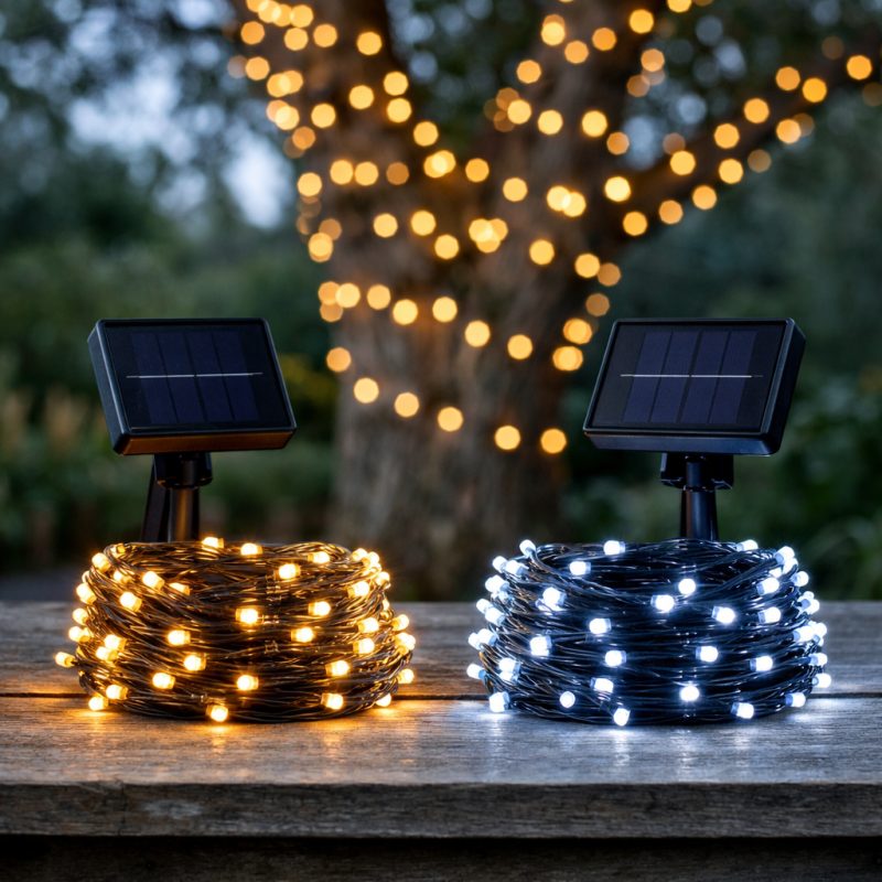 Solcelle LED-lyskæder i 7, 12 eller 22 meter - lys op i haven