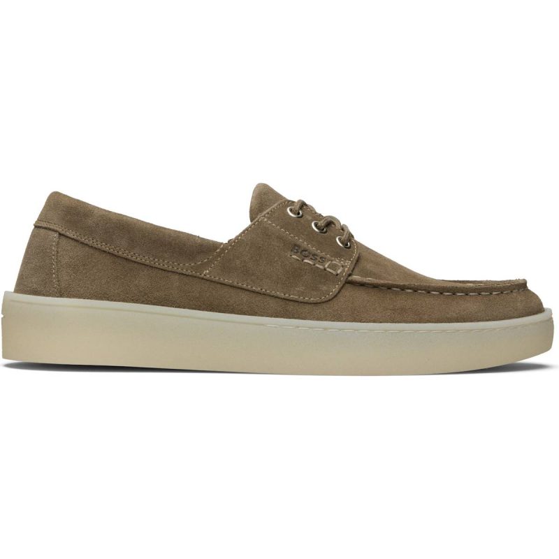 BOSS Cream Sienne Boat Shoes Mand Medium Beige Loafers