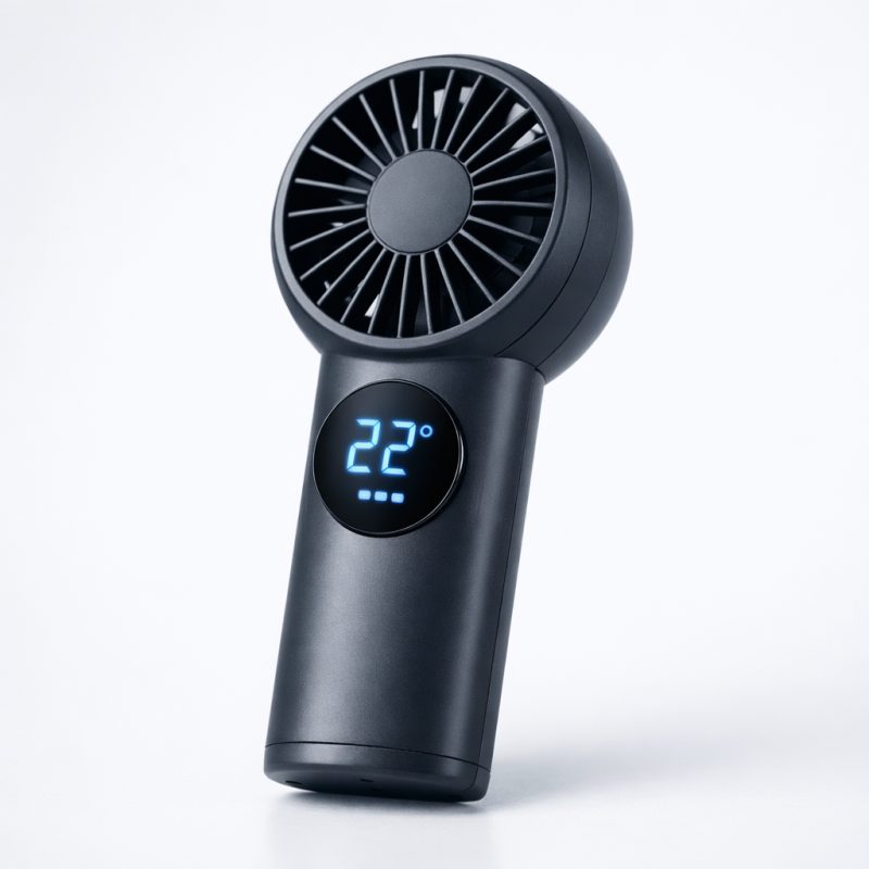 Bærbar mini-håndventilator med LED-display - perfekt til varme dage