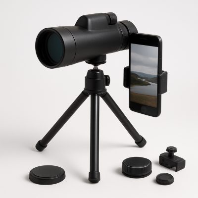 Monokulært teleskop med stativ til smartphones