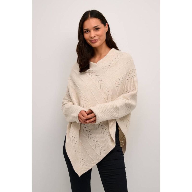 Cream CRHoliday Knit Poncho