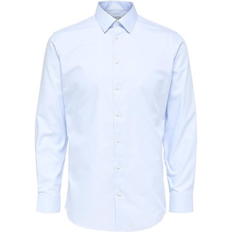 Selected Ethan Long Sleeve Slim Fit Shirt - Light Blue