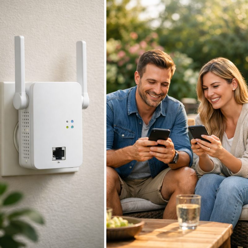 WiFi-forstærker, der øger rækkevidden og hastigheden på dit trådløse netværk i hele dit hjem
